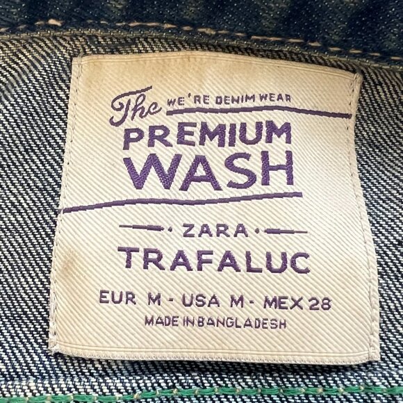 Zara TRF Premium Wash Distressed Denim Jacket – 100% Cotton, Women’s Size M - Picture 4 of 5